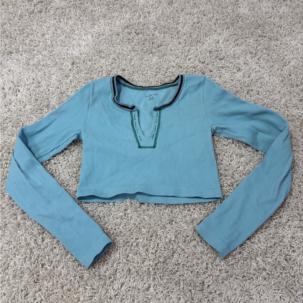 Urban Outfitters Aqua Ribbed Top